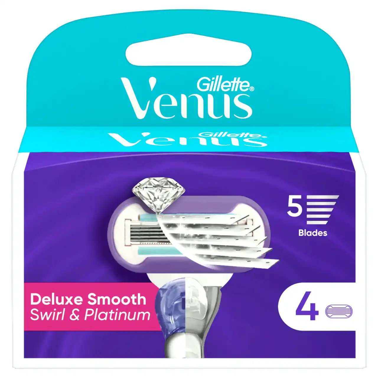 Gillette Venus Deluxe Smooth Swirl &amp; Platinum Refill Blades 4 count