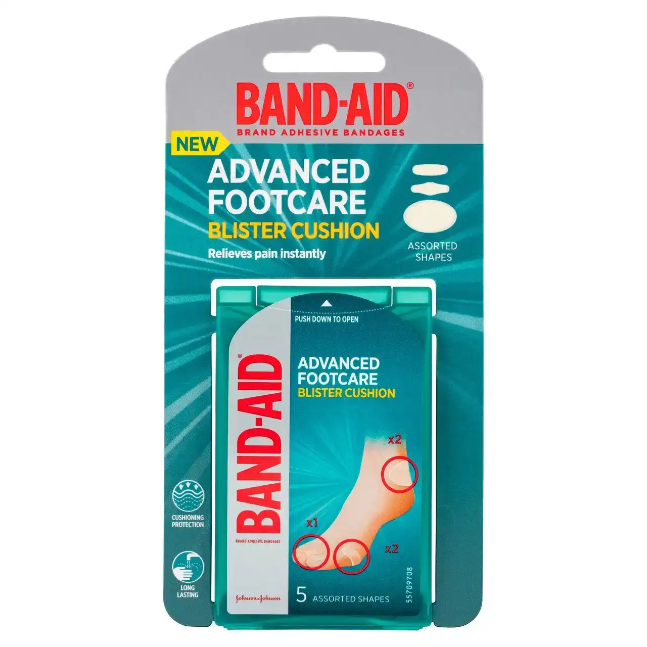 BAND-AID Advanced Footcare Blister Cushion Assorted Shapes 5 Pack