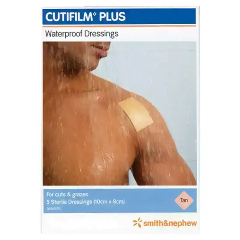 CUTIFILM Plus Tan Waterproof Dressing 10cm x 8cm 5 Pack