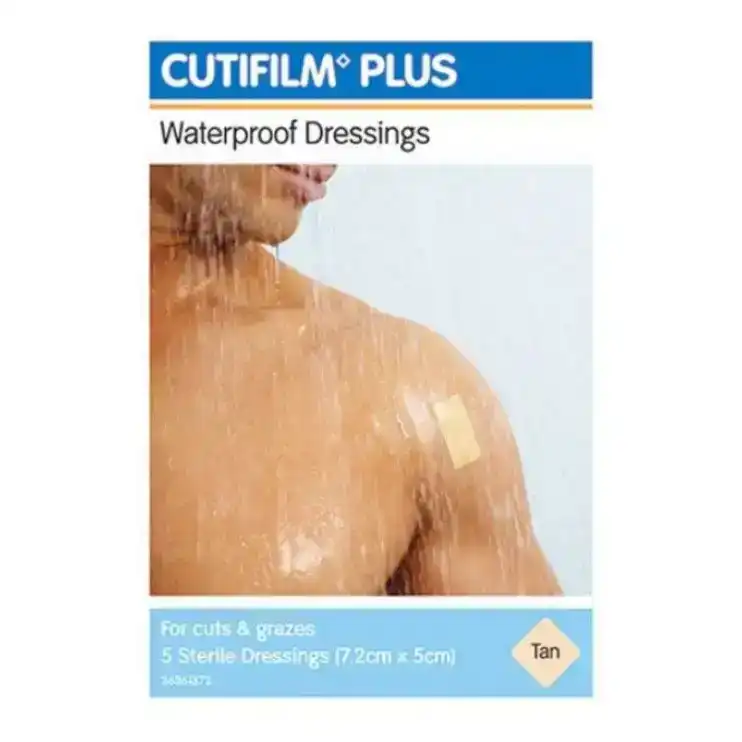 CUTIFILM Plus Tan Waterproof Dressing 7.2cm x 5cm 5 Pack