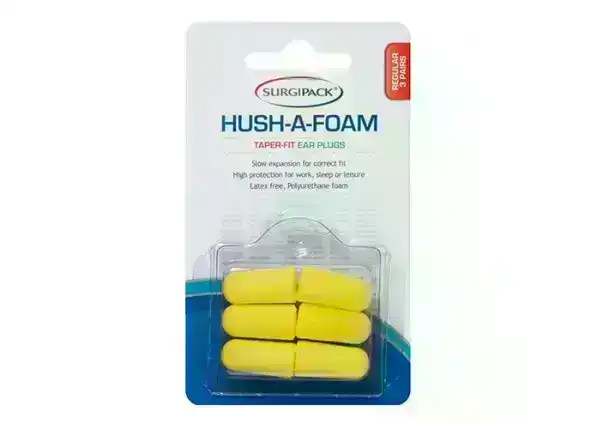 SurgiPack Hush-A-Foam Taper-Fit Ear Plugs 3 Pairs