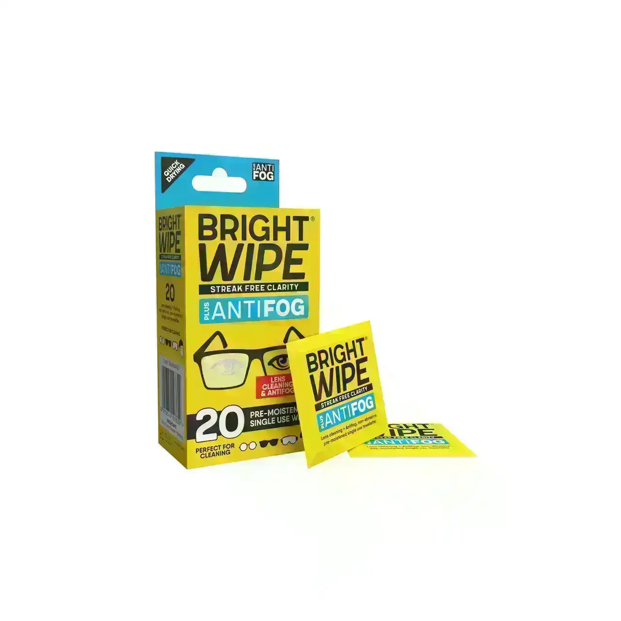 BRIGHTWIPE 20pcs Lens Cleaner Antifog Wipes