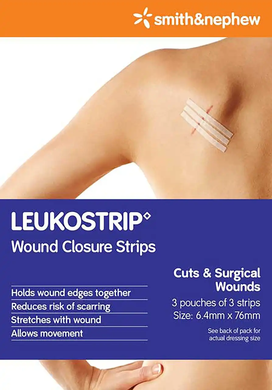 Leukostrip Wound Closure Strips 6.4mm x 76mm 3 Pack