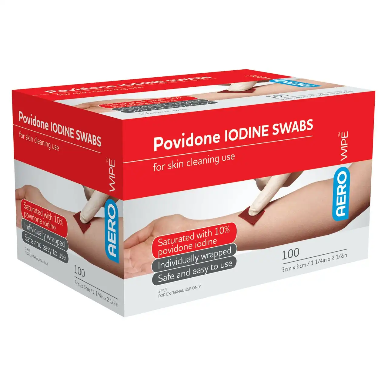 AeroWipe Povidone Iodine Swabs 100 Pack