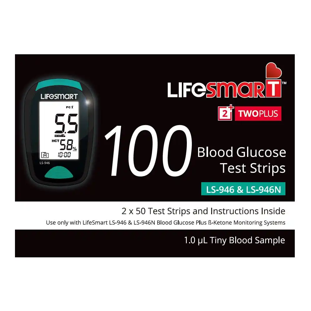 LifeSmart Two Plus Blood Glucose Test Strips 100