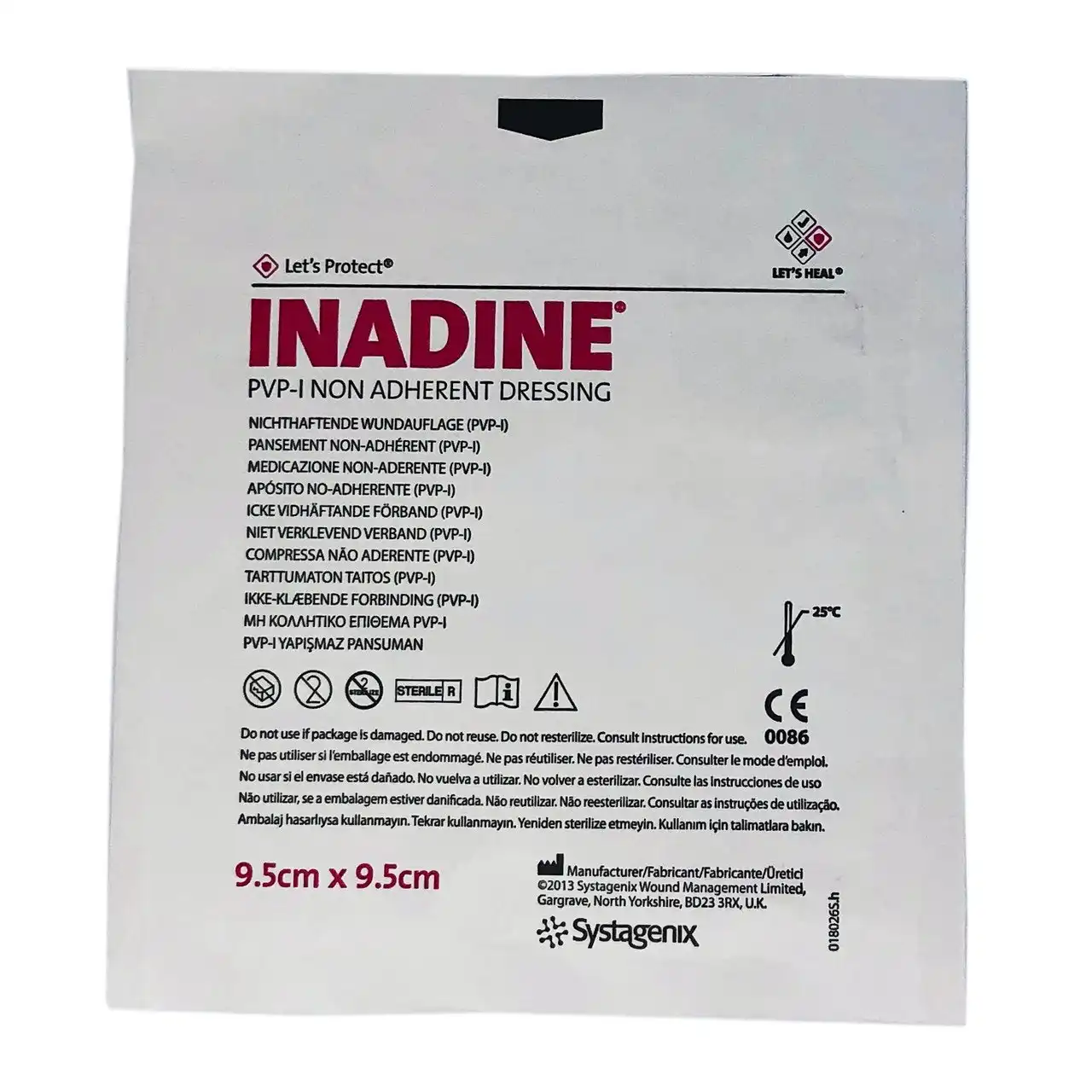 Inadine PVP-I Non Adherent Dressing 9.5cm x 9.5cm