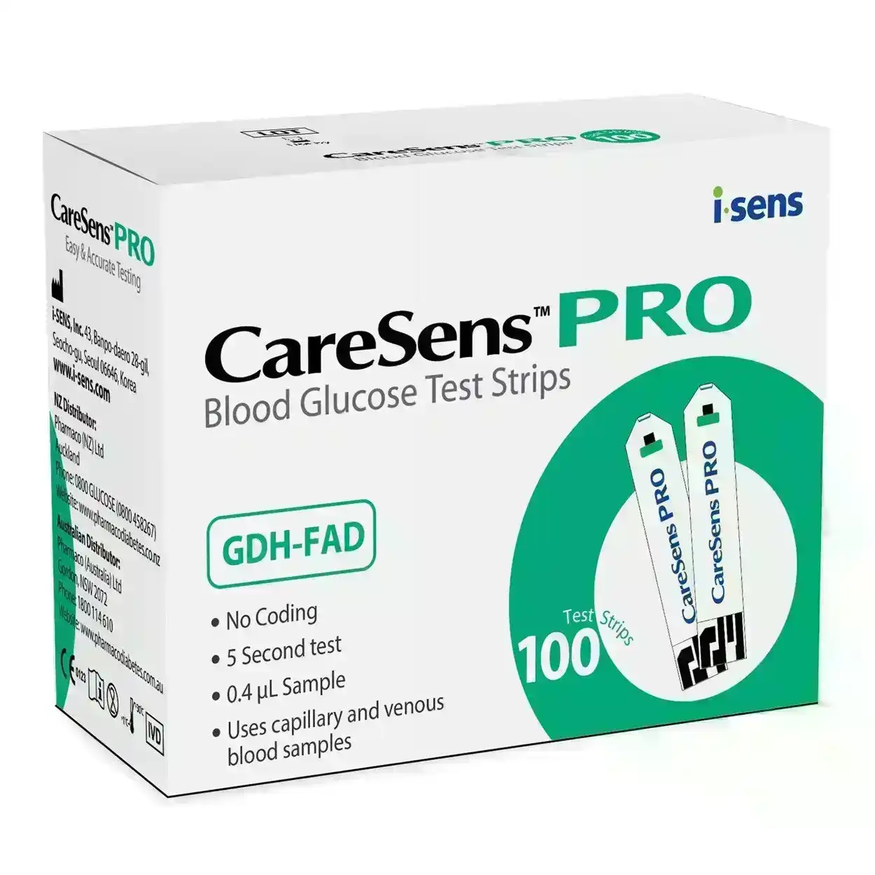 Caresens Pro Blood Glucose Test Strips 100 Pack