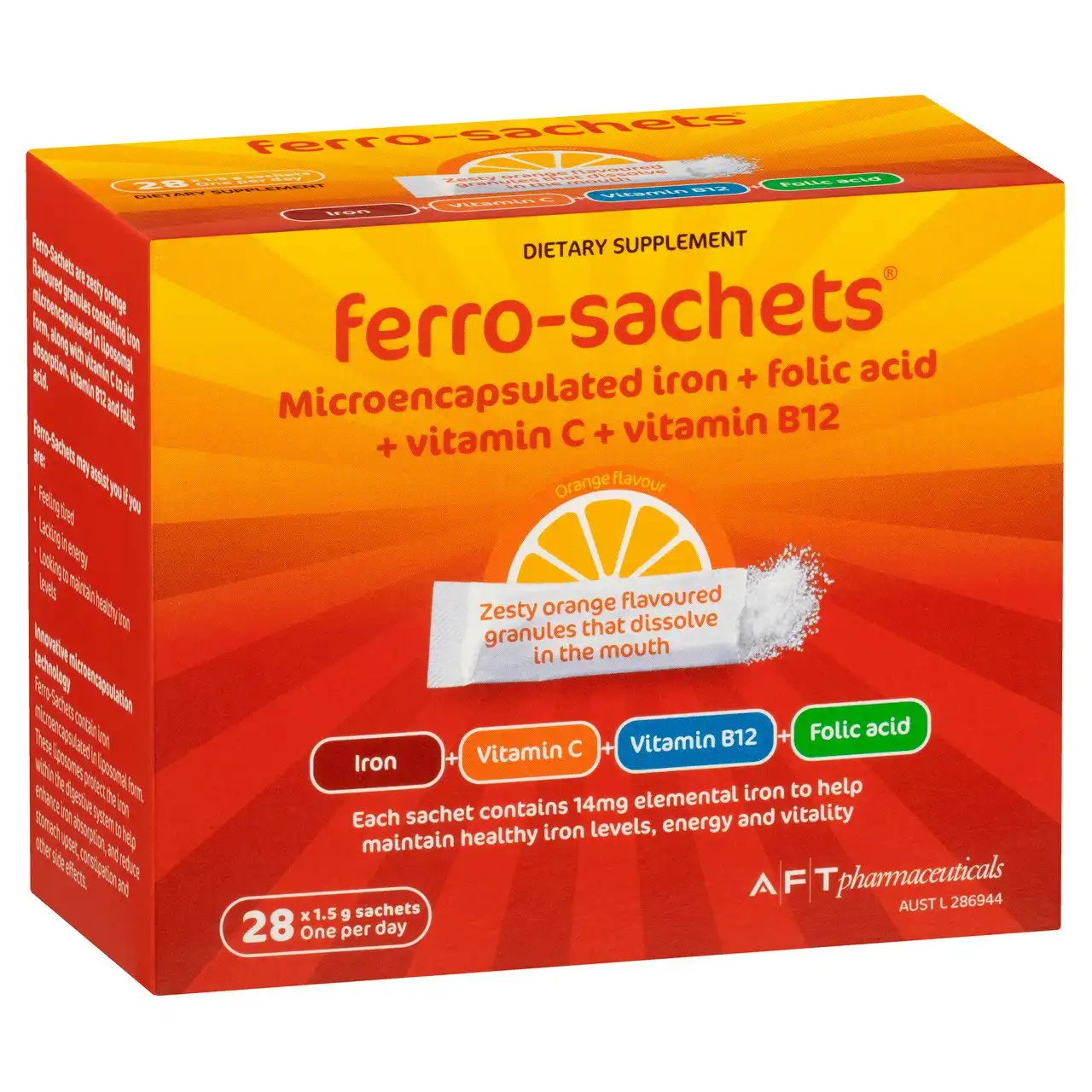 Ferro-Sachets(R) Zesty Citrus Flavour 28 Pack x 1.5g