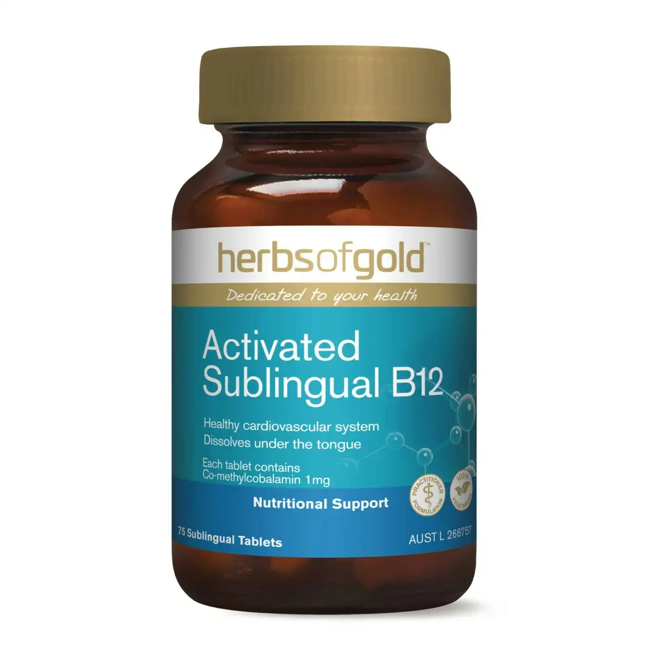 Herbs Of Gold Activated Sublingual B12 Tablets 75