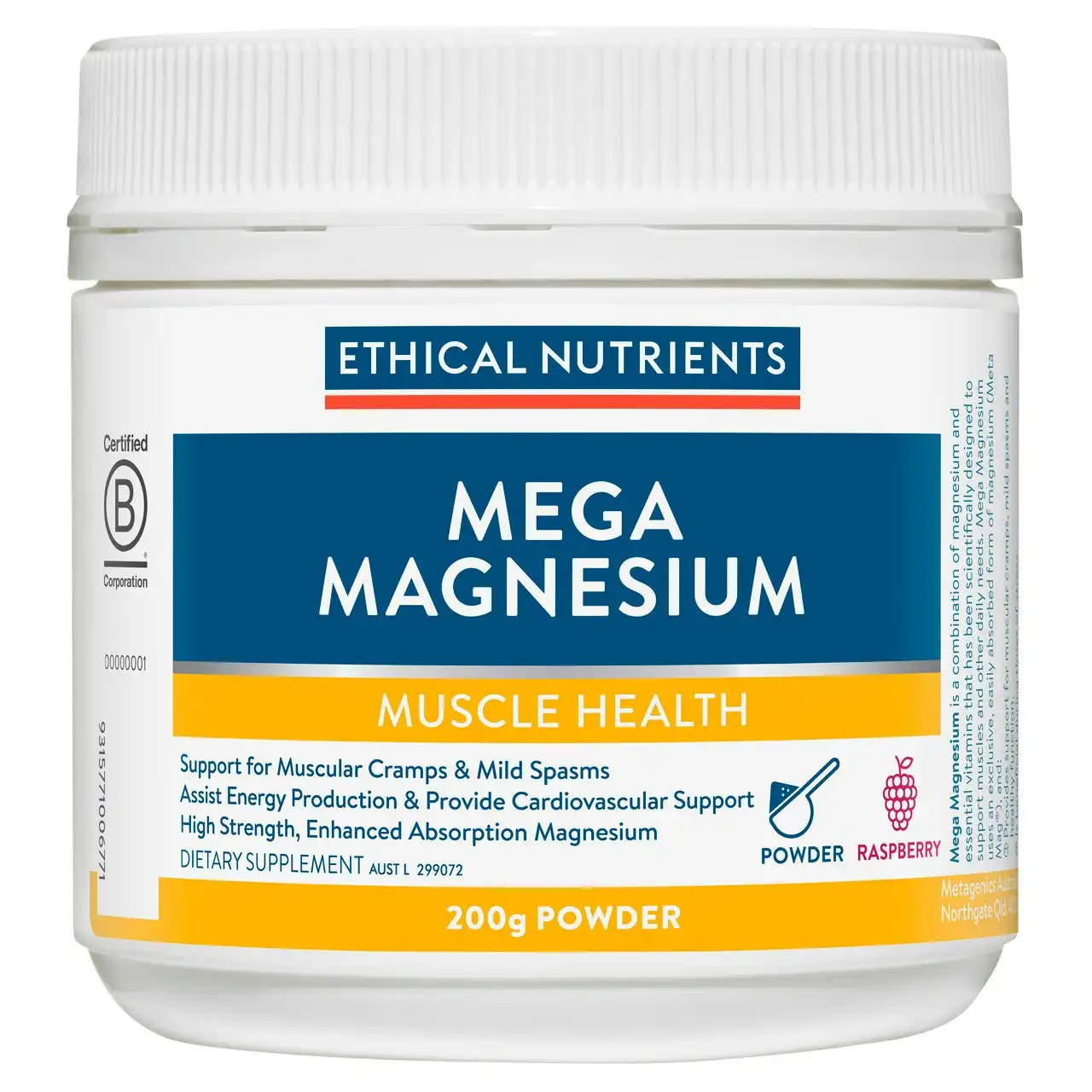 Ethical Nutrients Mega Magnesium 200g Powder Raspberry