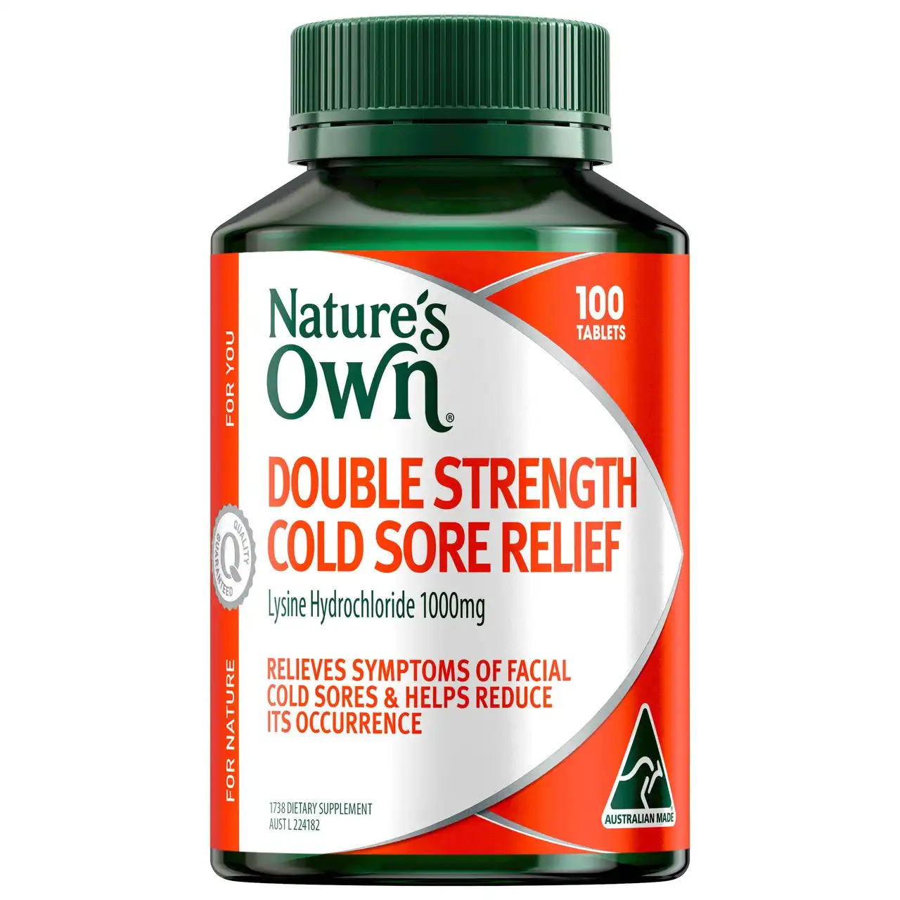Nature's Own Double Strength Cold Sore Relief Lysine 1000mg 100 Tabs