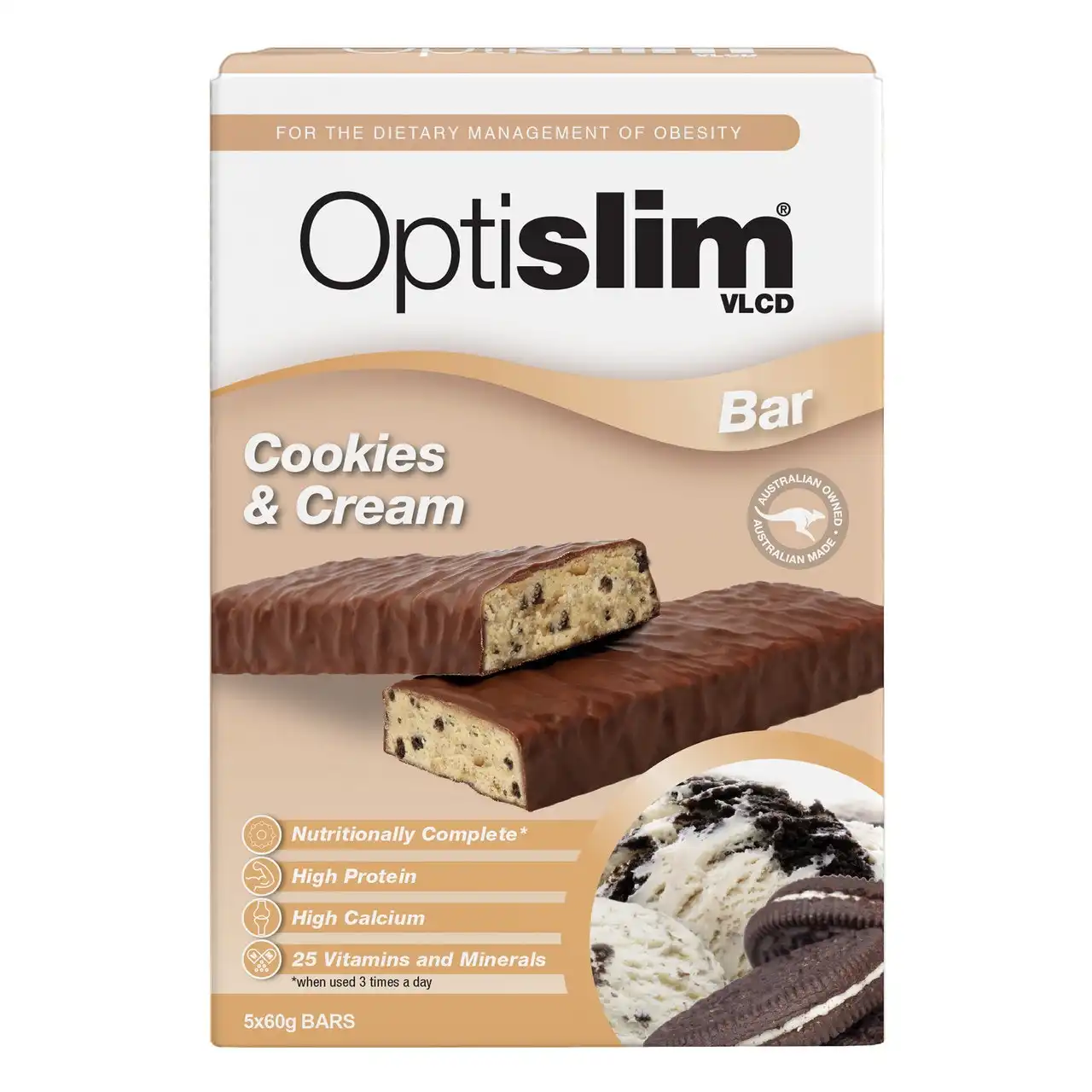 Optislim VLCD Bar Cookies & Cream 5 Pack