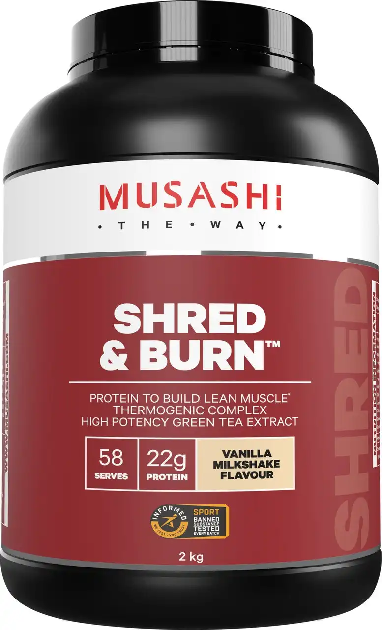 Musashi Shred & Burn Protein Powder Vanilla Milkshake 2kg