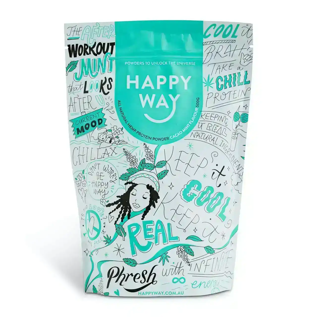 Happy Way Cacao Mint All Natural Hemp Protein Powder 500g