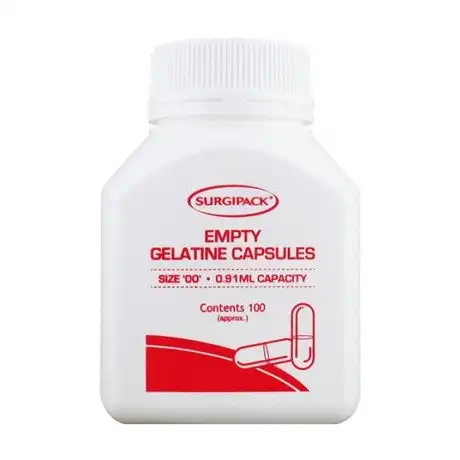 SurgiPack Empty Gelatine Capsules Size 00 100 Pack