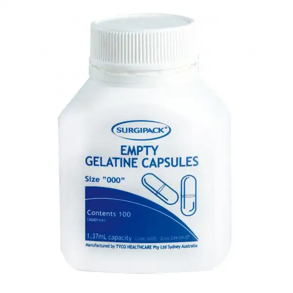 SurgiPack Empty Gelatine Capsules Size 000 100 Pack