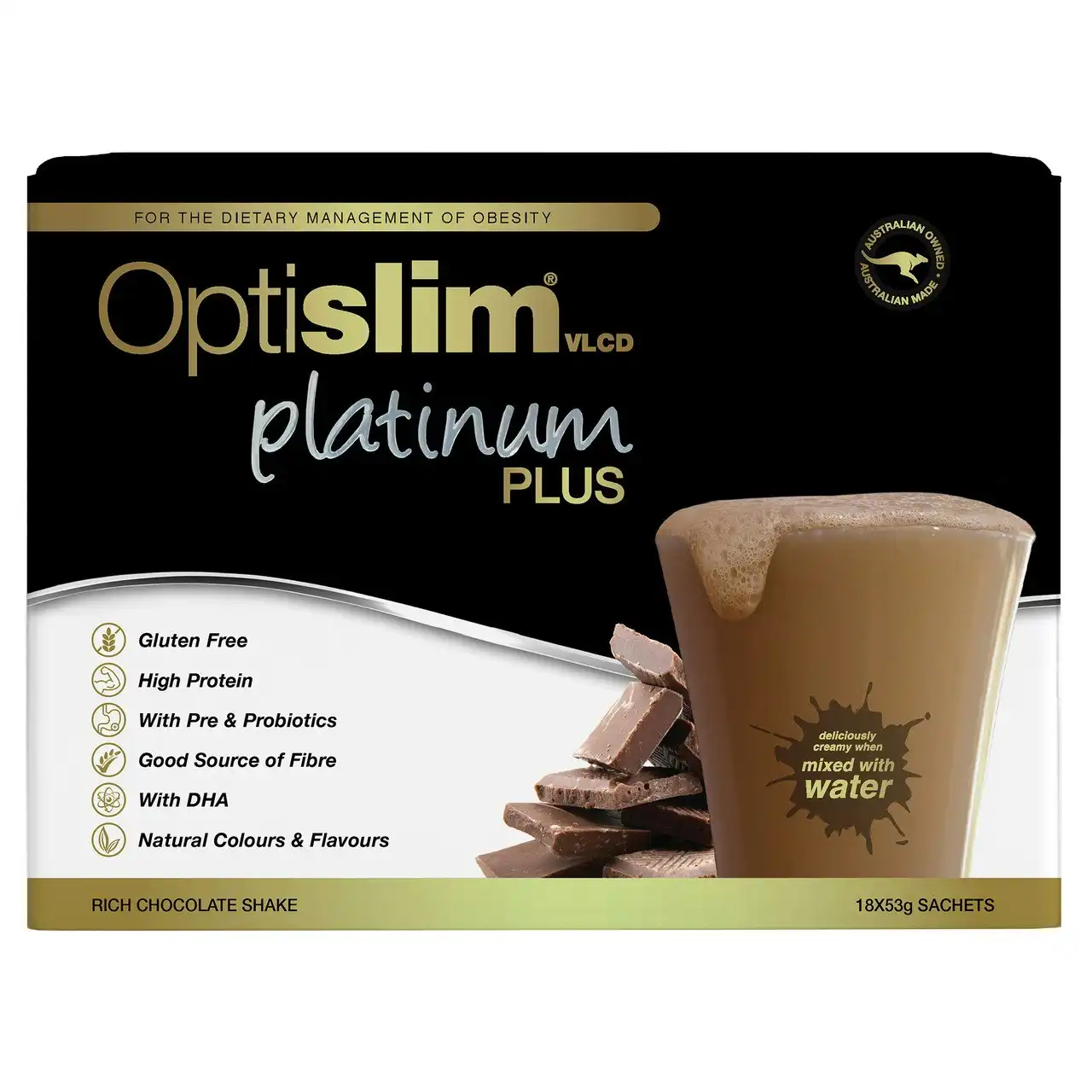 Optislim Platinum Plus Shake Chocolate 18x53g