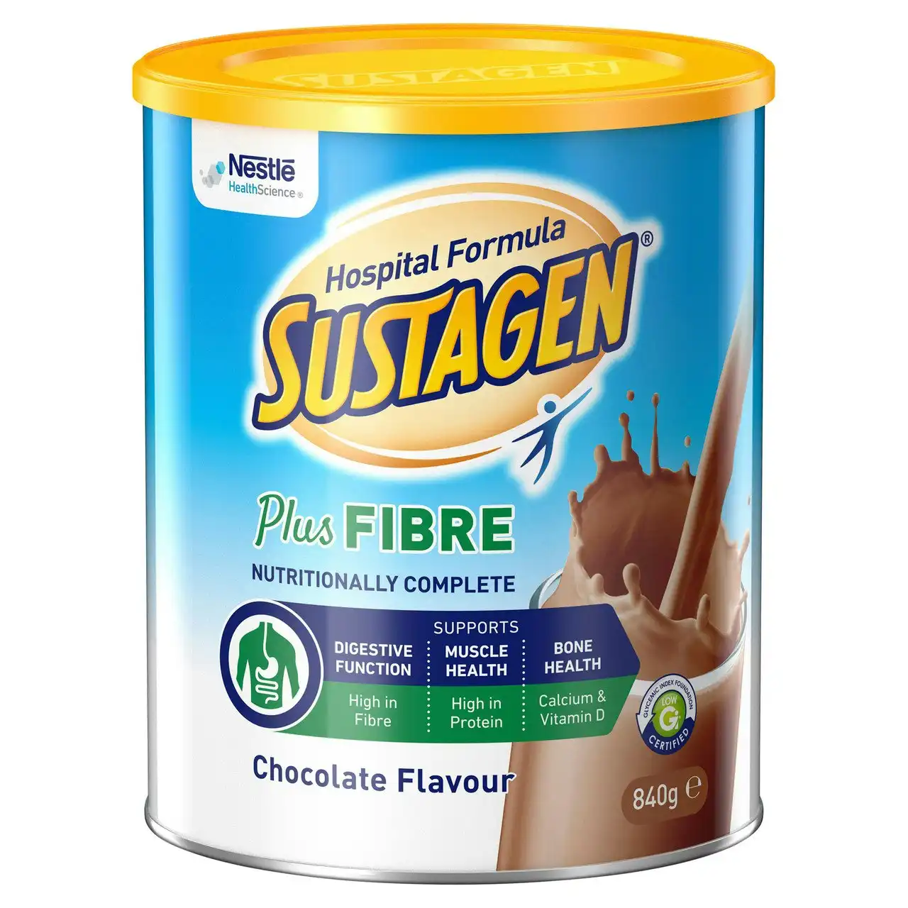 SUSTAGEN Hospital Formula Plus Fibre Chocolate 840g Powder Nutritional Supplement