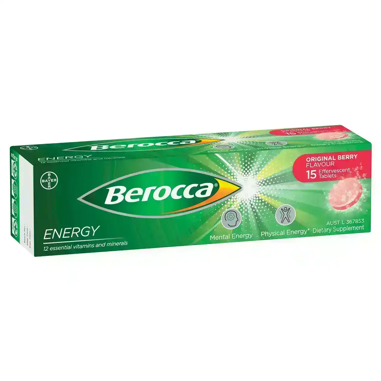 Berocca Energy Vitamin B &amp; C Original Berry Flavour Effervescent Tablets 15 Pack