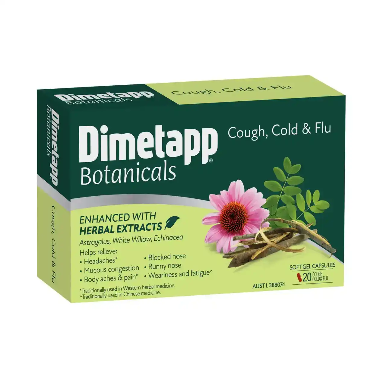 Dimetapp Botanicals Cough Cold &amp; Flu 20 Capsules