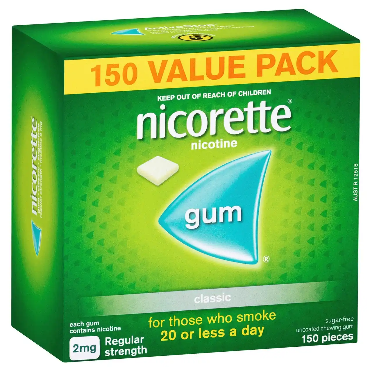 Nicorette Quit Smoking Regular Strength Nicotine Gum Classic 150 Pack