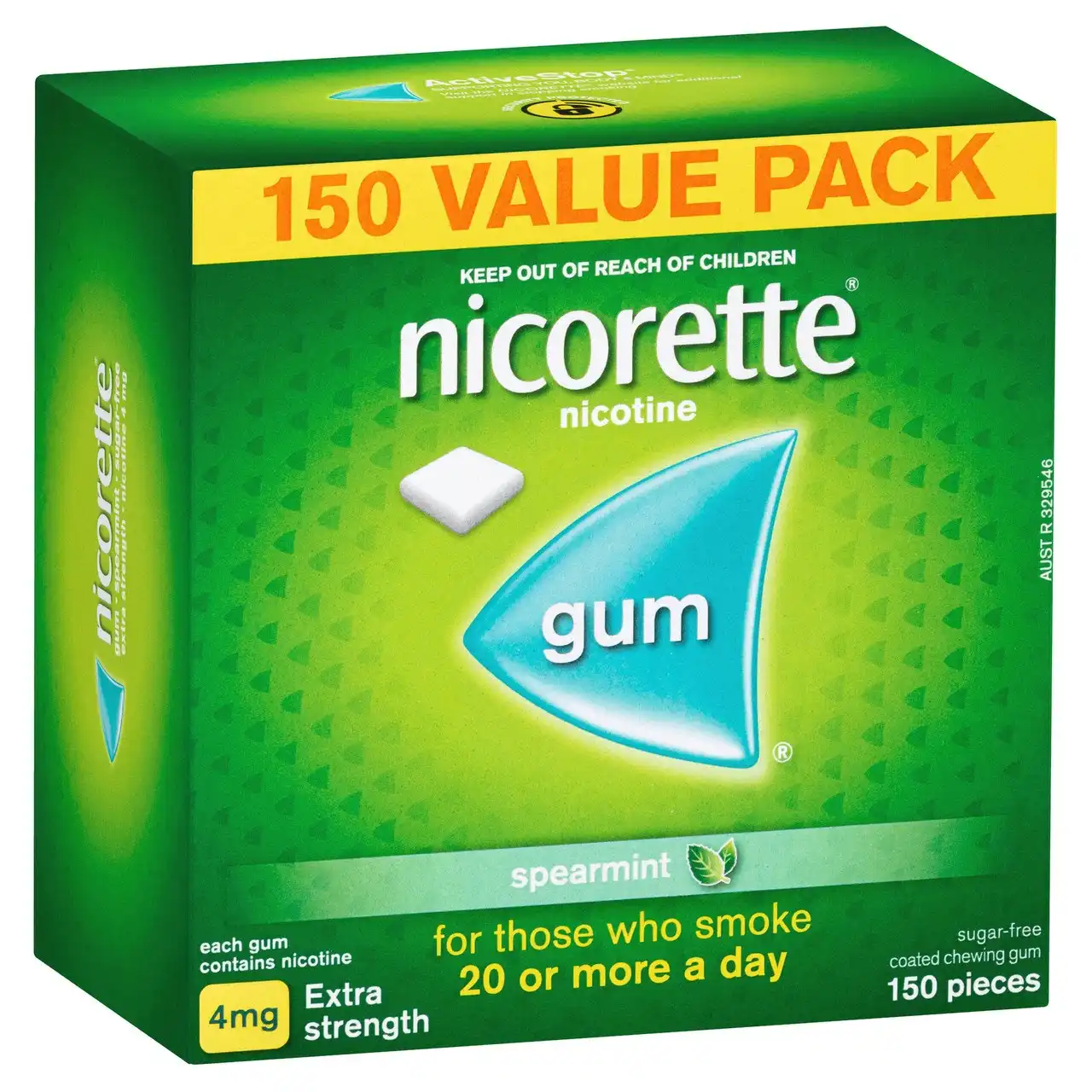 Nicorette Quit Smoking Extra Strength Nicotine Gum Spearmint 150 Pack