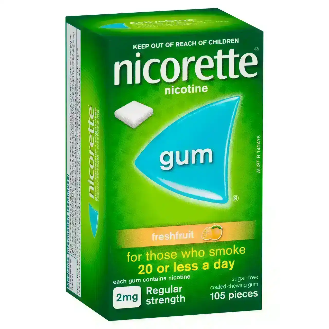 Nicorette Quit Smoking Regular Strength Nicotine Gum Freshfruit 105 Pack