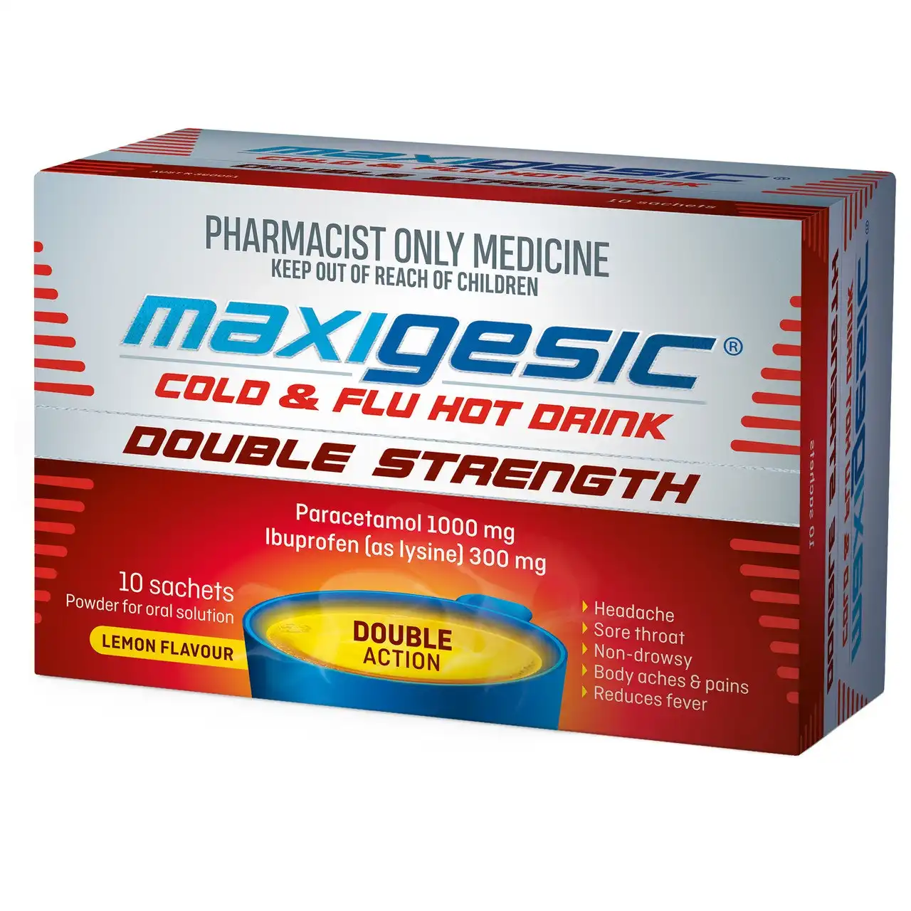 MAXIGESIC Cold &amp; Flu Double Strength Hot Drink 10 Sachets