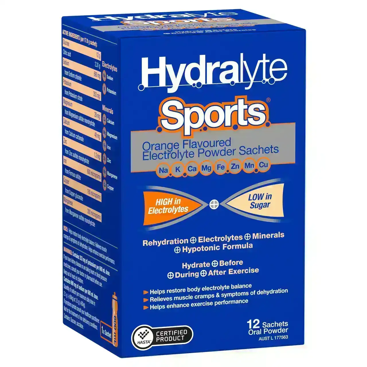Hydralyte Sports Orange Flavoured 12 Sachets