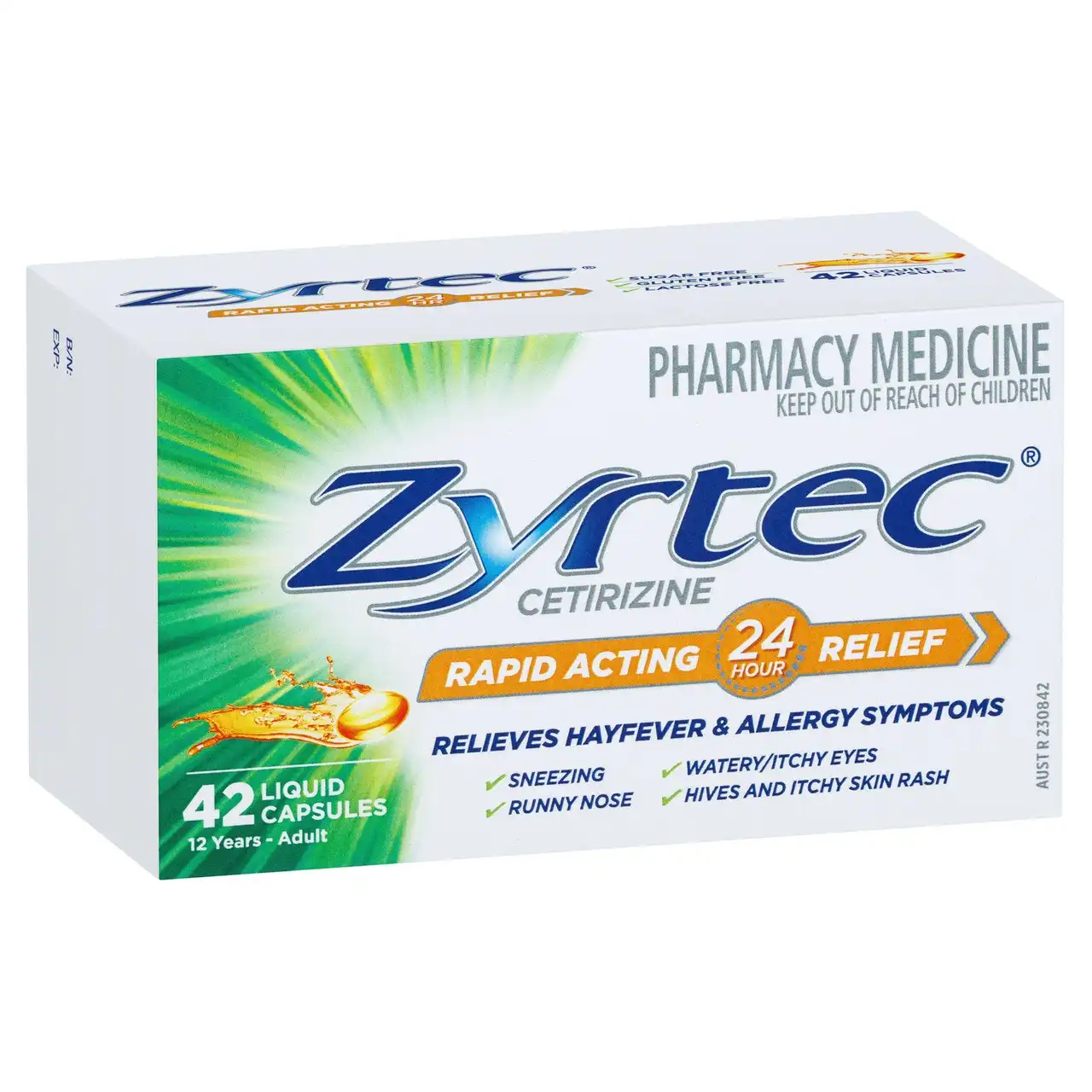 Zyrtec Rapid Acting Hayfever & Allergy Relief Antihistamine Liquid Capsules 42 Pack