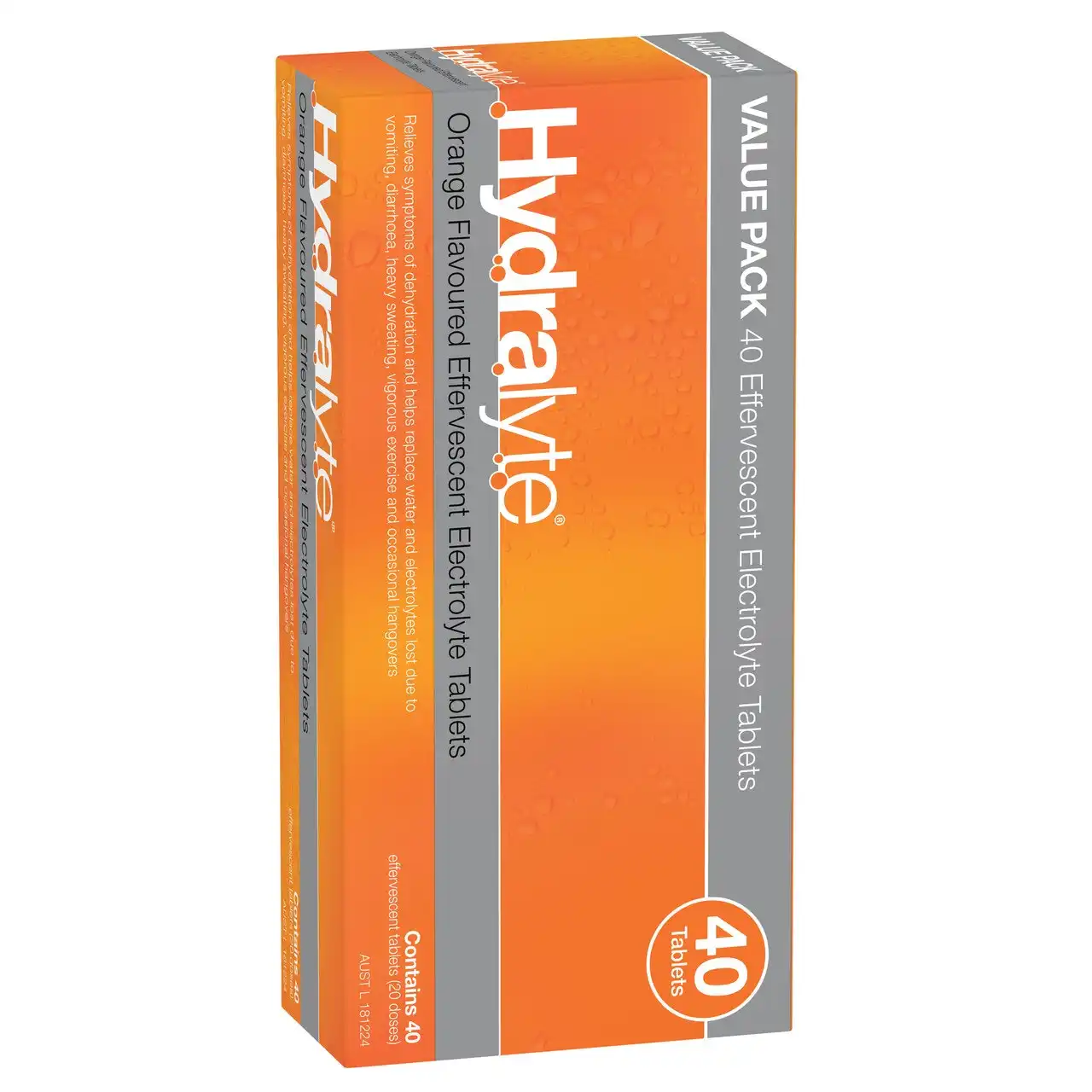 Hydralyte Effervescent Electrolyte Tablets Orange Flavoured 40 Tablets