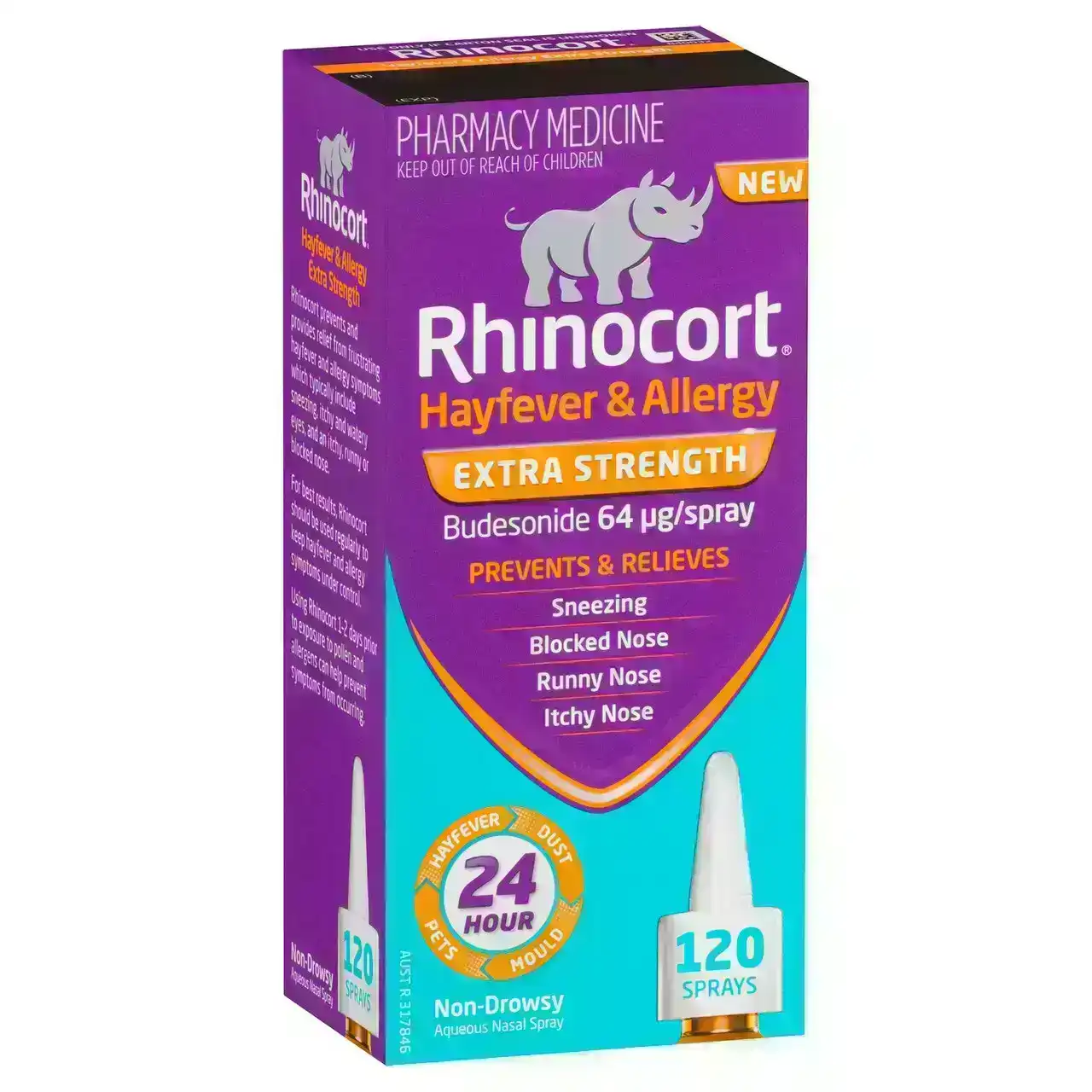 Rhinocort Extra Strength Non-Drowsy 24 Hour Hayfever & Allergy Relief Nasal Spray 120 Sprays