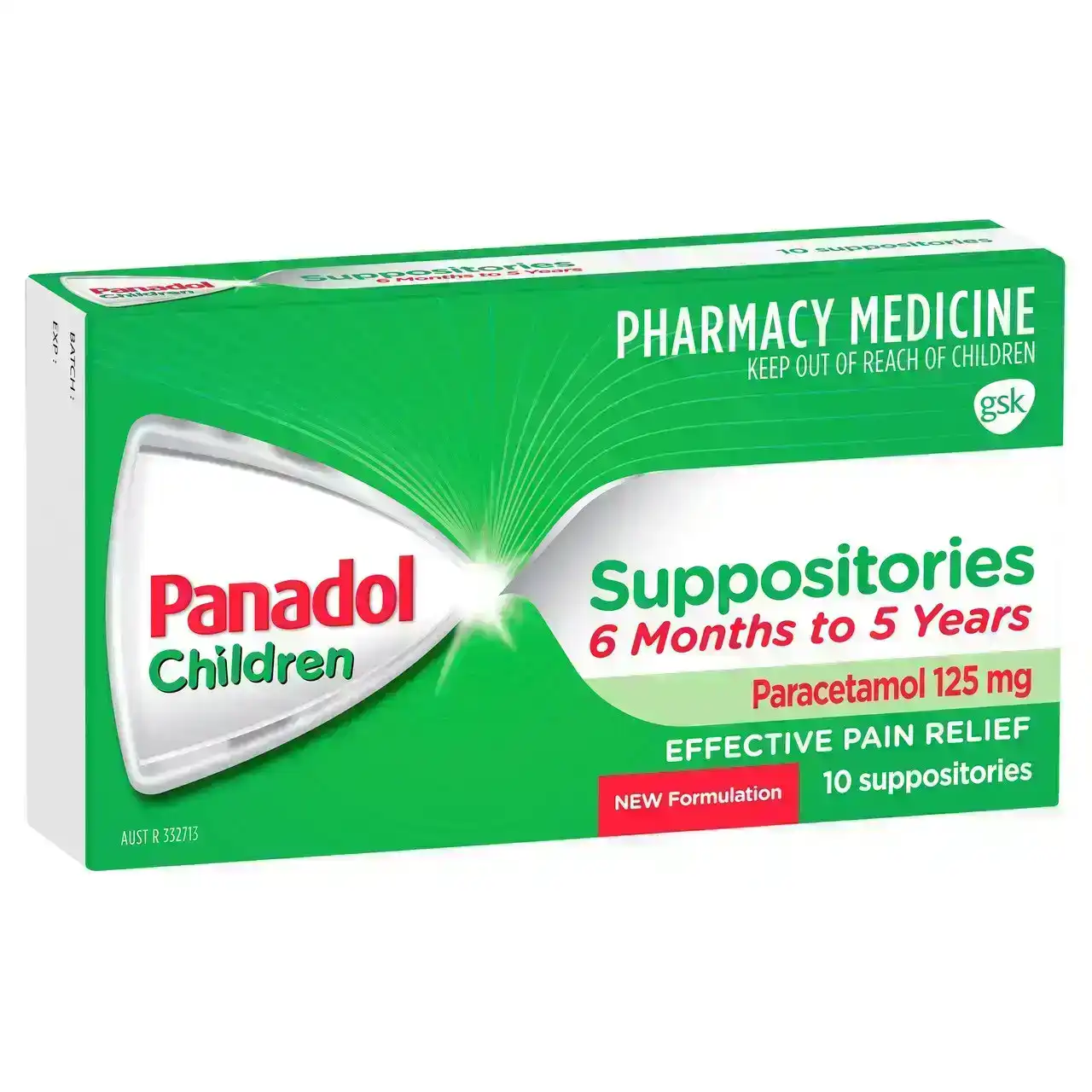 Panadol Children Suppositories 6 Months - 5 Years, 125mg 10 Pack