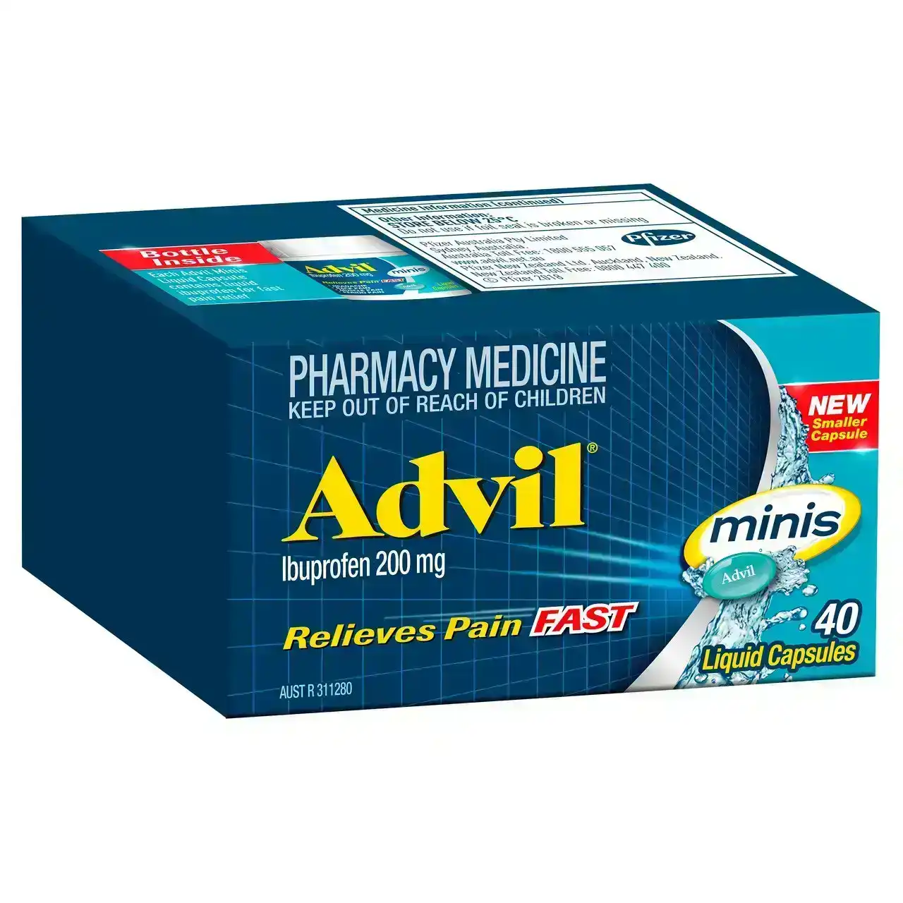 Advil Minis Liquid Capsules for Fast &amp; Effective Pain Relief 200mg Ibuprofen 40 Pack