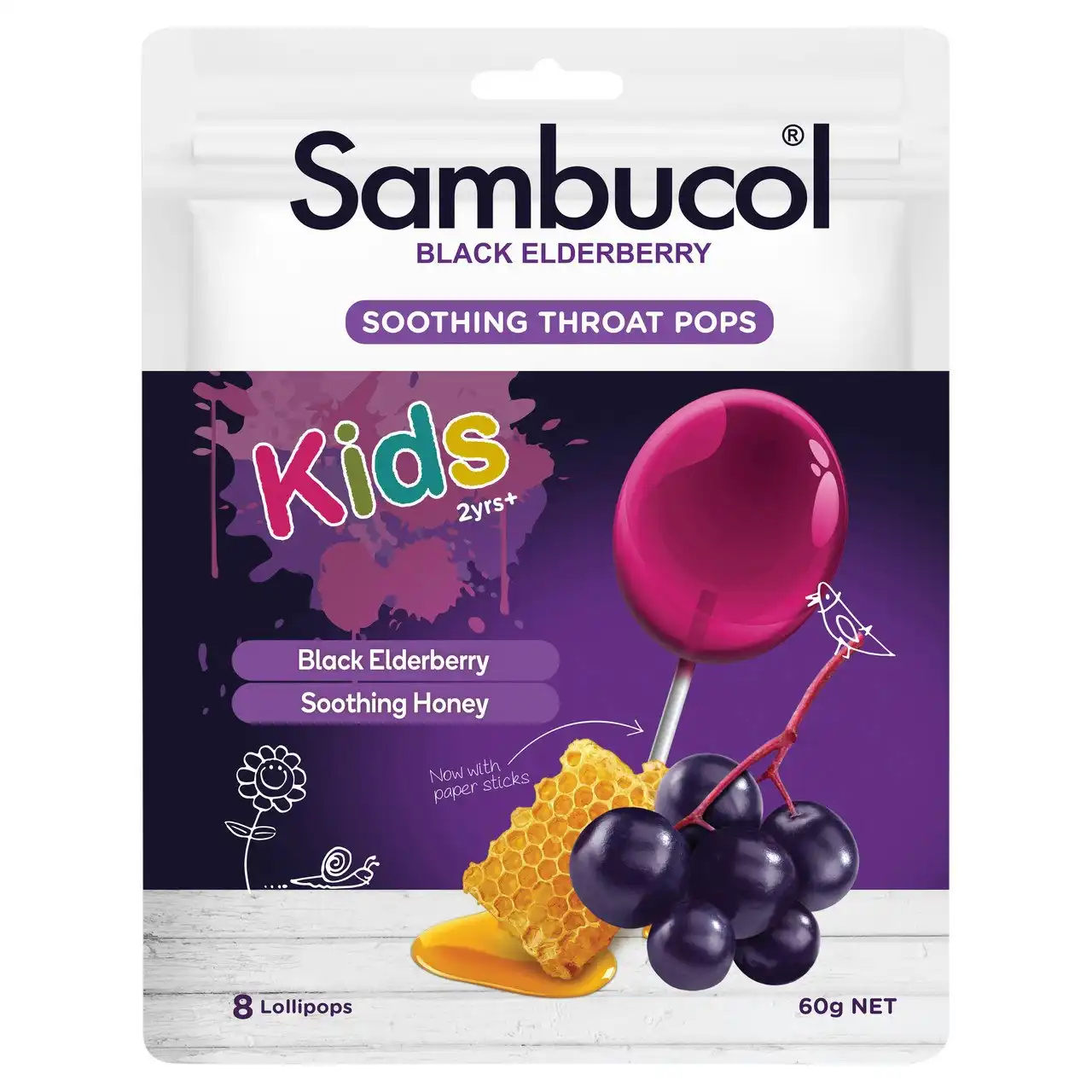 Sambucol Black Elderberry Soothing Throat Pops 60g