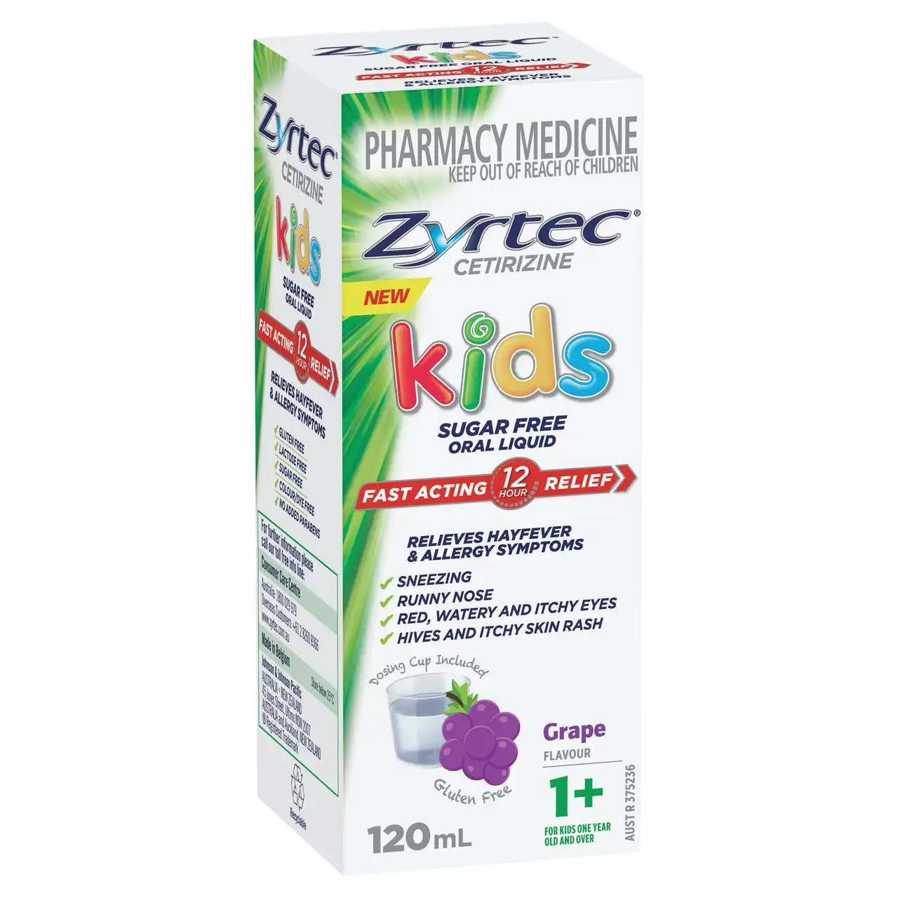 Zyrtec Kids Allergy & Hayfever Relief Antihistamine Grape Liquid 120mL