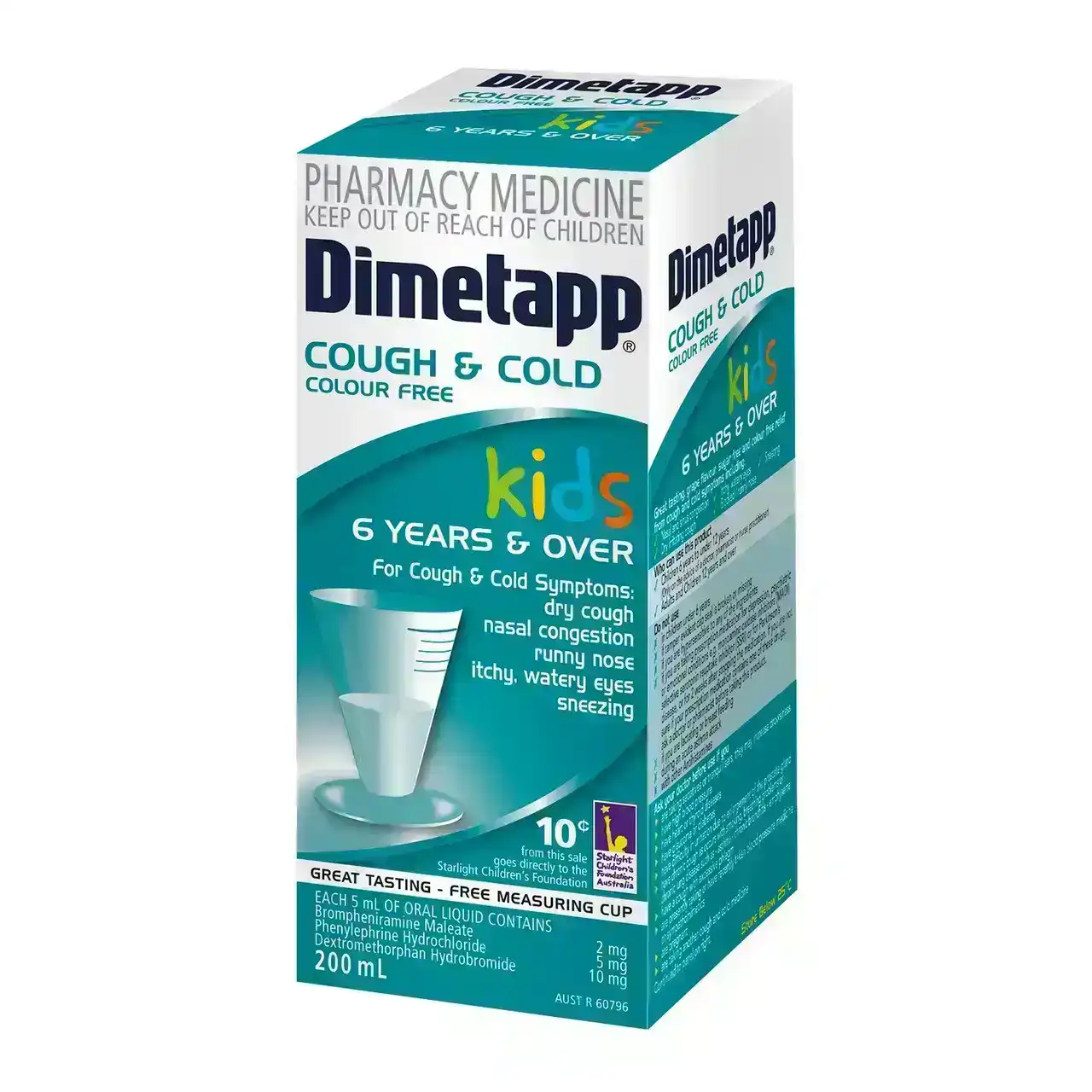 Dimetapp Cough &amp; Cold Kids 6 Years + Colour Free 200ml