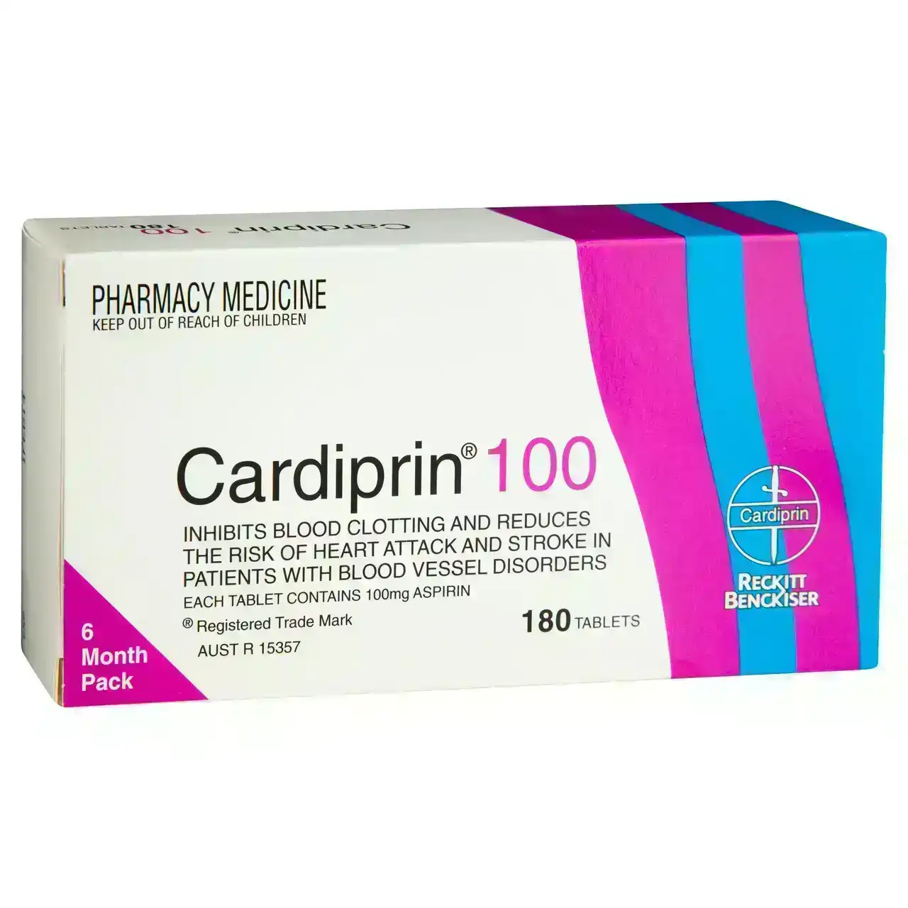 Cardiprin Blood Clotting Reduction Tablets 100mg Aspirin 180 pack