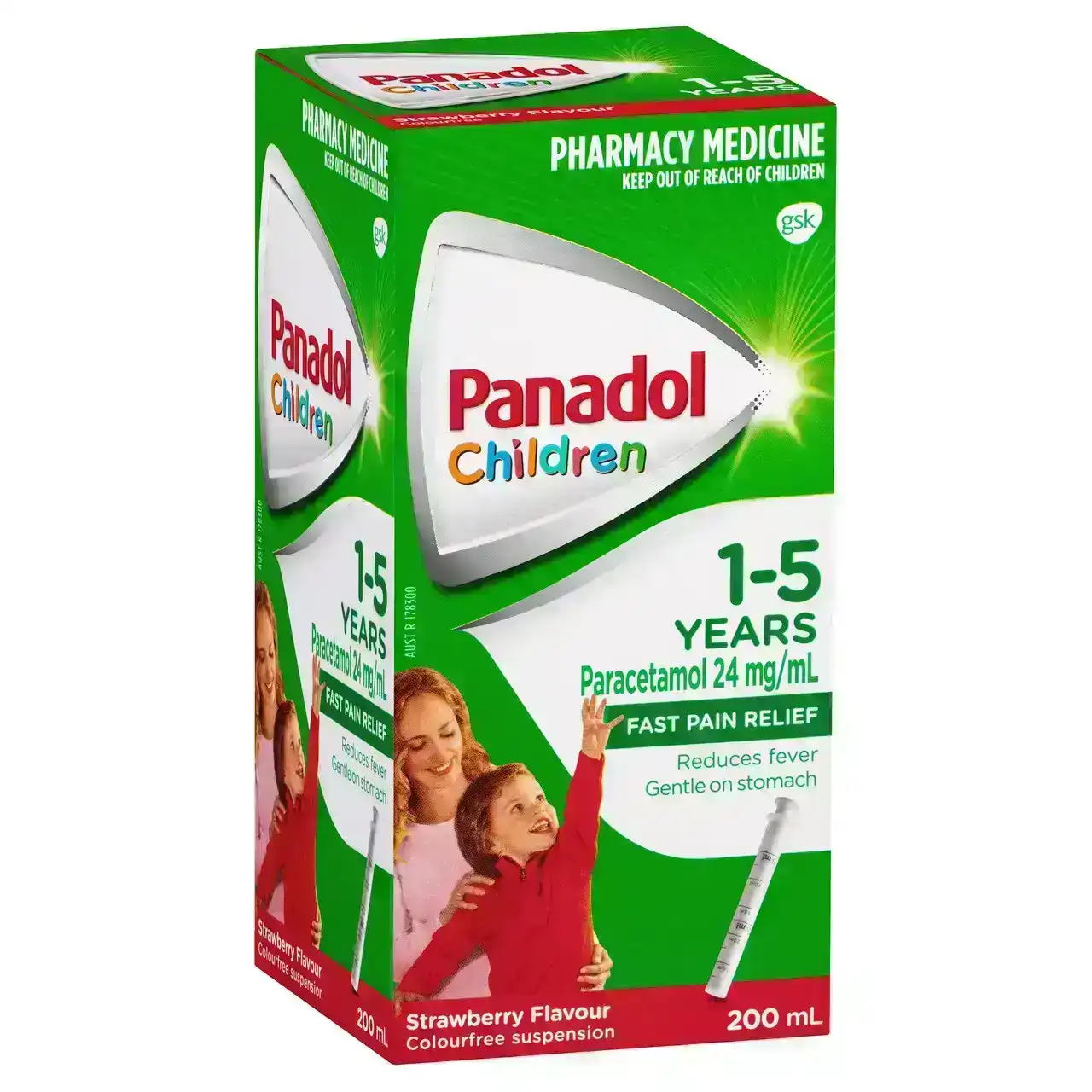 Panadol Children 1-5 years Colourfree Suspension, Strawberry Flavour, 200ml