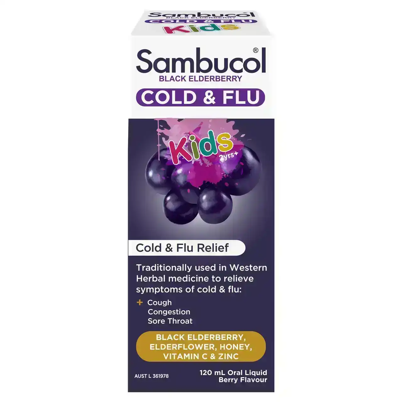 Sambucol Black Elderberry Cold &amp; Flu Relief Kids Liquid 120ml