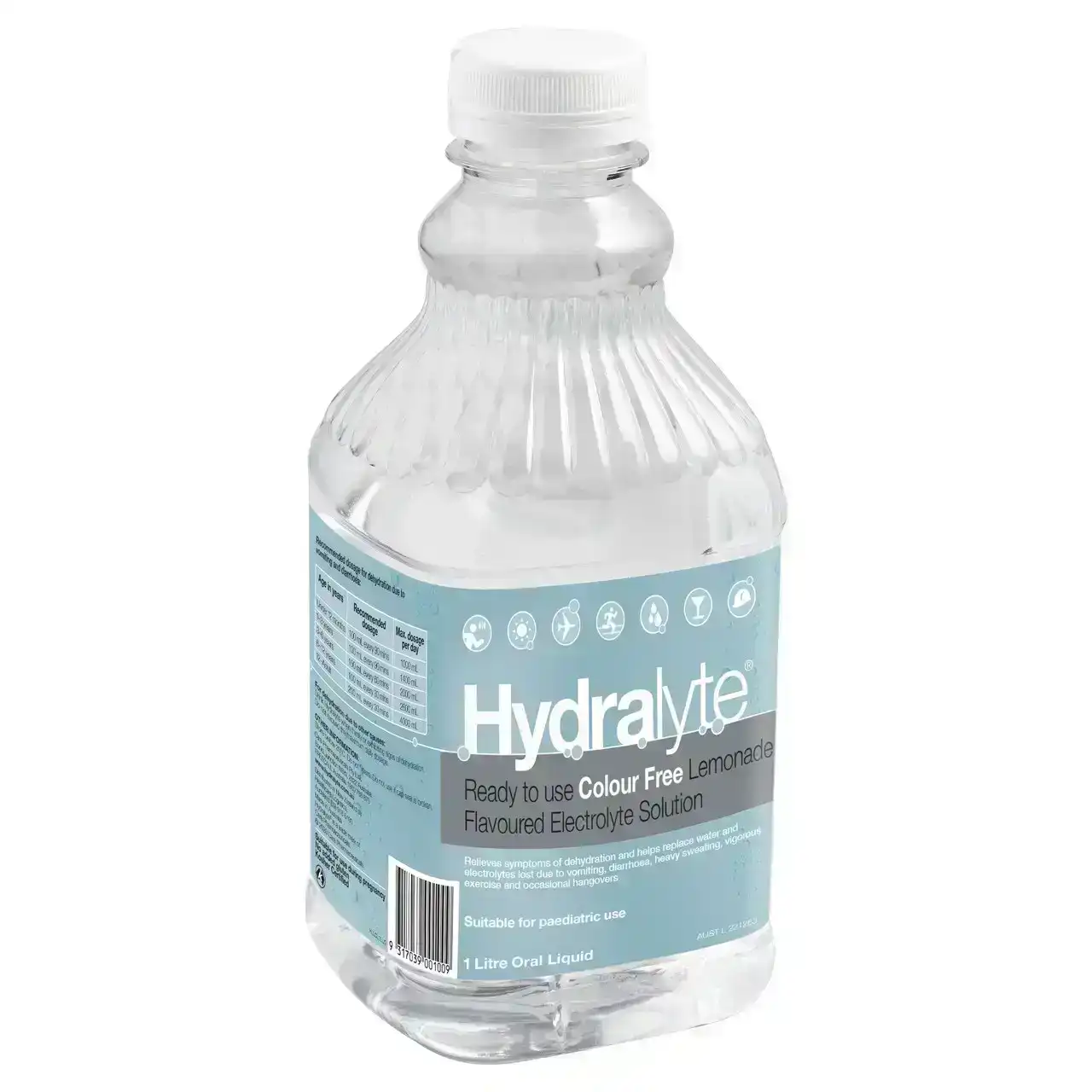 Hydralyte Ready to use Electrolyte Solution Colour Free Lemonade Flavoured 1L