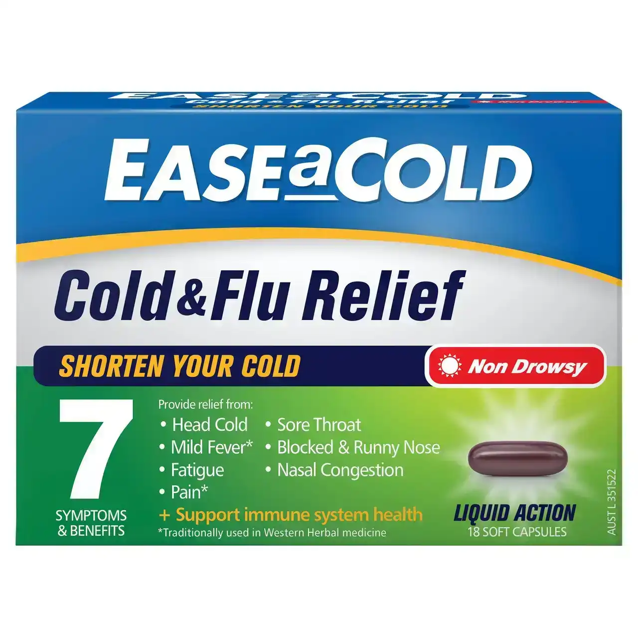 EASEaCOLD Cold &amp; Flu Relief 18 Capsules