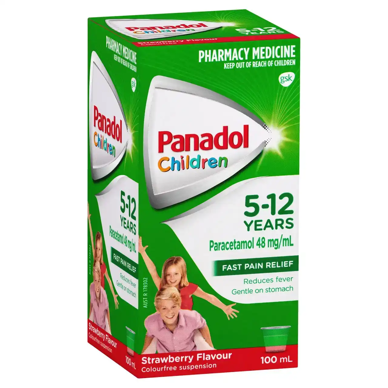 Panadol Children 5-12 years Colourfree Suspension, Strawberry Flavour, 100ml