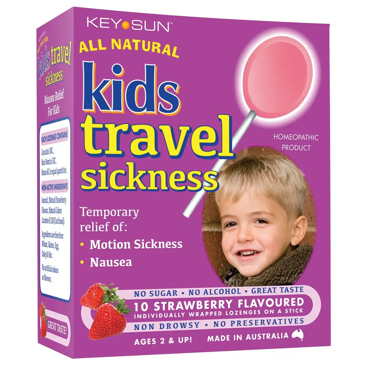 All Natural Kids Travel Sickness Strawberry Lozenges 10