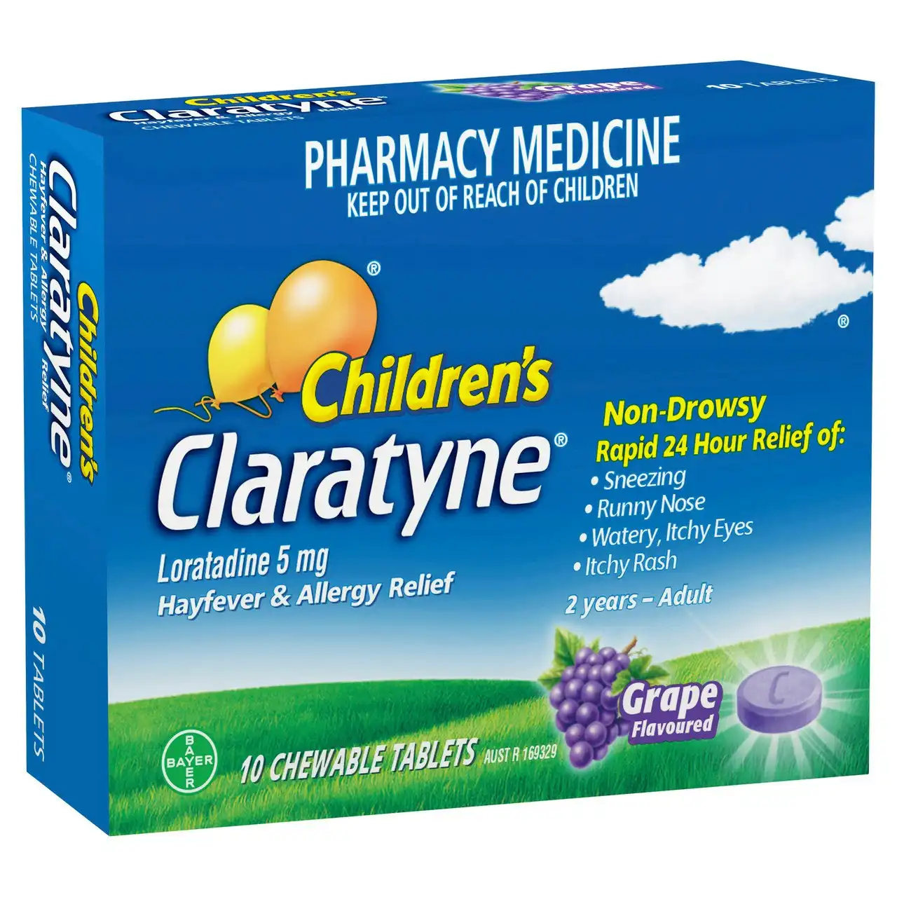 Children's CLARATYNE Allergy & Hayfever Relief Antihistamine Grape Flavoured Chewable Tablets 10 pack