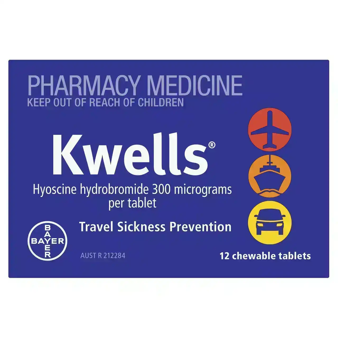 KWELLS Travel Sickness 12 Chewable Tablets
