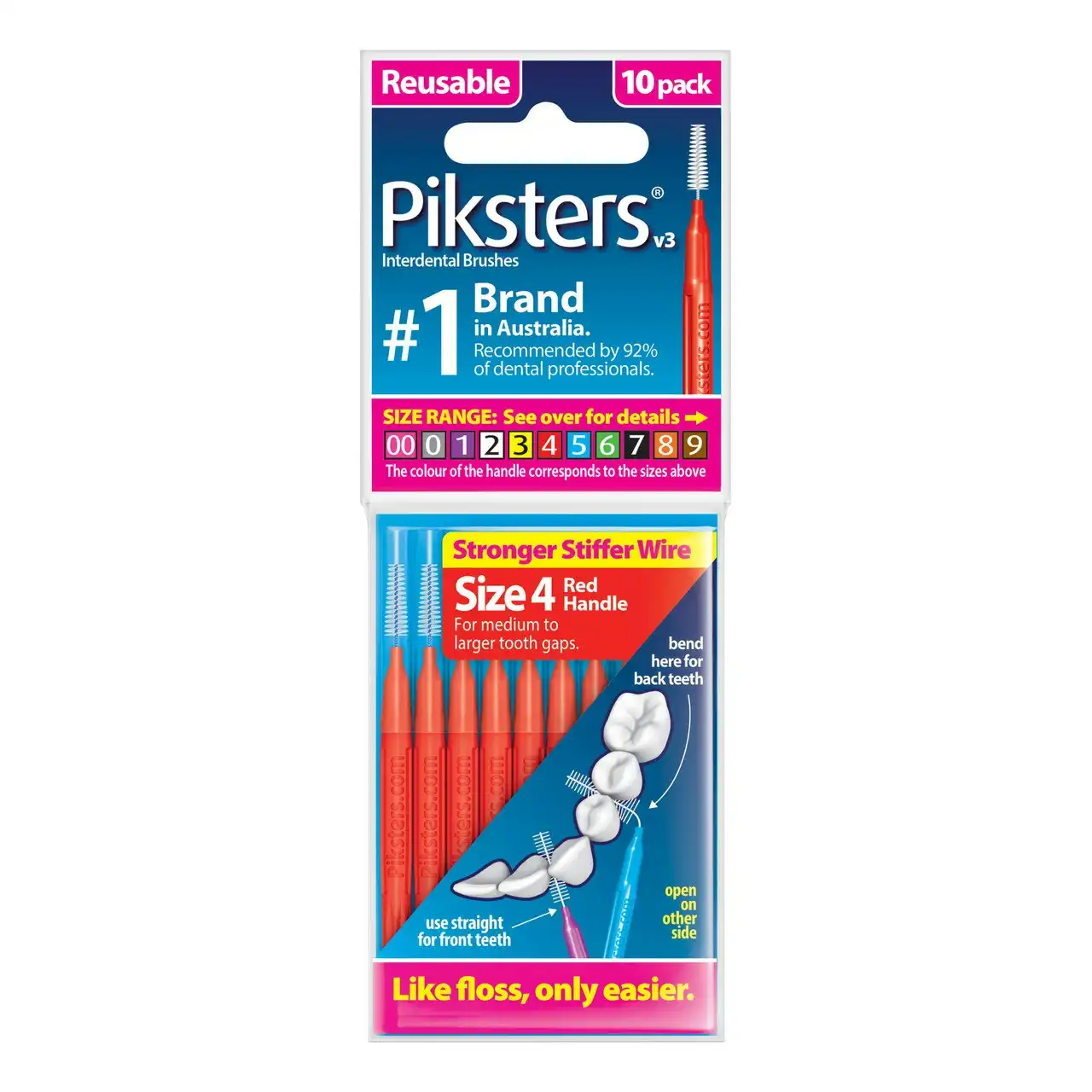Piksters(R) Interdental Brushes Red Size 4 10pk
