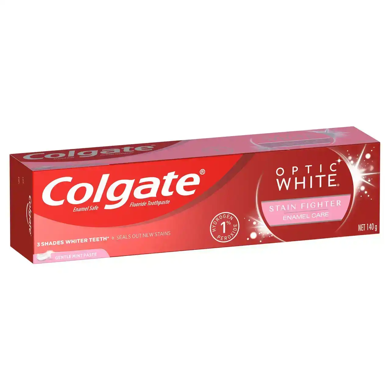 Colgate Optic White Stain Fighter Teeth Whitening Toothpaste 140g, Enamel Care, with 1% Hydrogen Peroxide