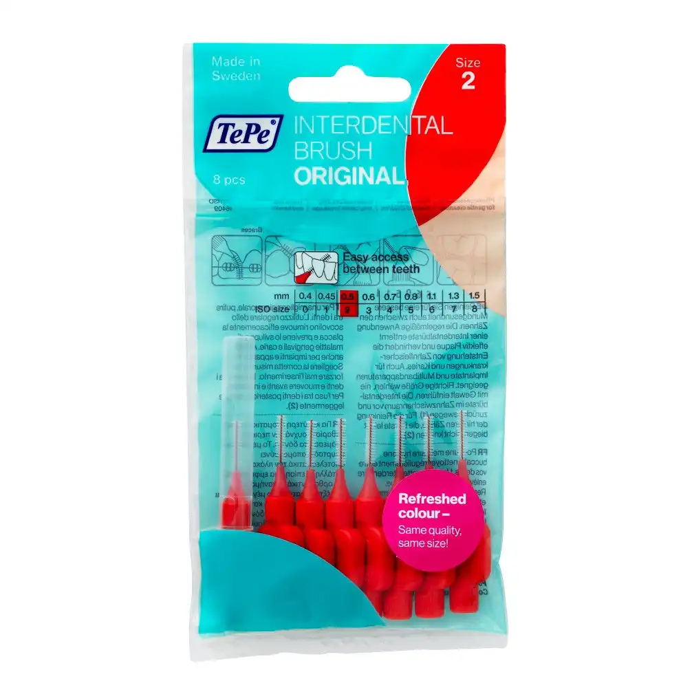 Tepe Interdental Brush 0.5mm Size 2 (Red) 6 Pack