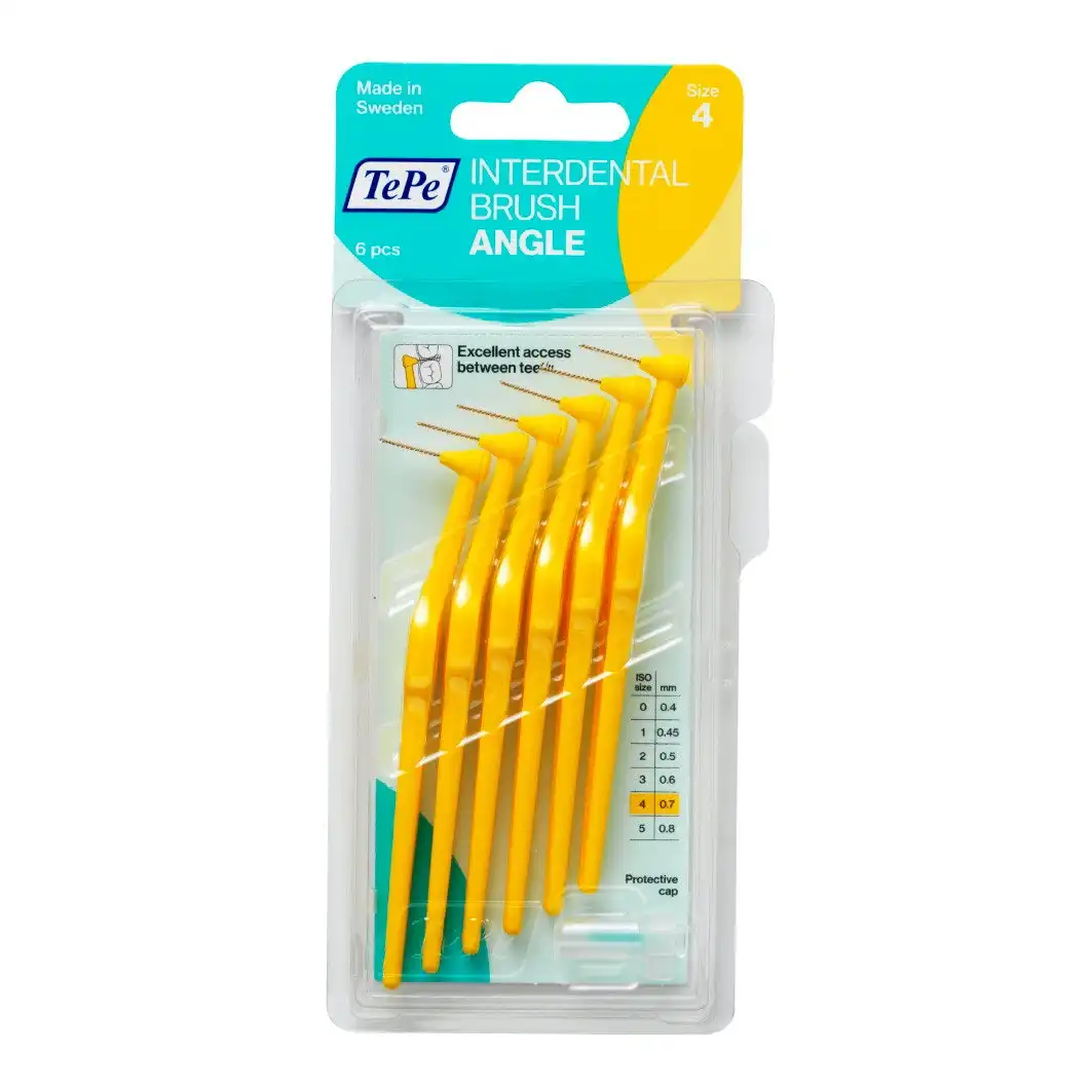 Tepe Interdental Angle Brush 0.7mm Size 4 (Yellow) 6 Pack